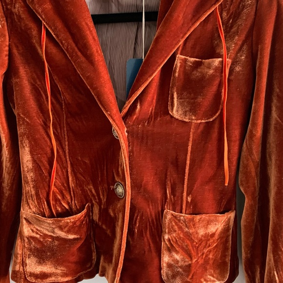 Hooded Orange Velvet Short Jacket/Blazer - Picture 2 of 8